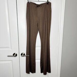 Forever 21 Brown and Gold Embellished Flare Pull on Pants Size Large